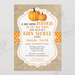 Fall Pumpkin Baby Shower Invitation Card Burlap