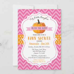 Fall Pumpkin Baby Shower Invitation Pink Chevron