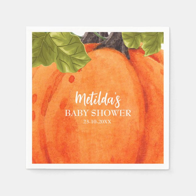 Fall Pumpkin baby shower Napkin (Front)