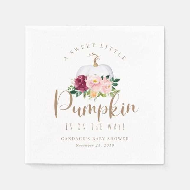 Fall Pumpkin Baby Shower Napkin (Front)