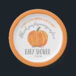Fall Pumpkin | Baby Shower Paper Plate<br><div class="desc">This elegant and modern fall baby shower paper plate features a fall theme with a hand painted watercolor pumpkin. Text says "A sweet little pumpkin is on it's way,  Thank you for joining us for a Baby Shower." Personalize with the event date.</div>