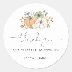 Fall Pumpkin Baby Shower Thank You Classic Round Sticker