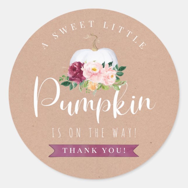 Fall Pumpkin Baby Shower Thank You Sticker (Front)