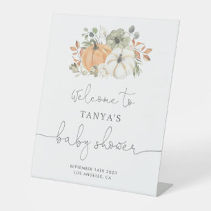 Fall Pumpkin Baby Shower Welcome Pedestal Sign