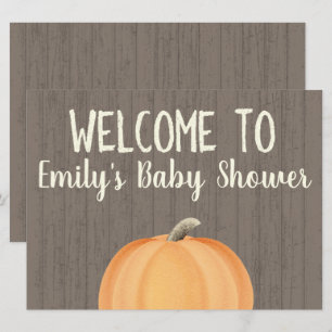 Fall Pumpkin Baby Shower Welcome Sign Invitation