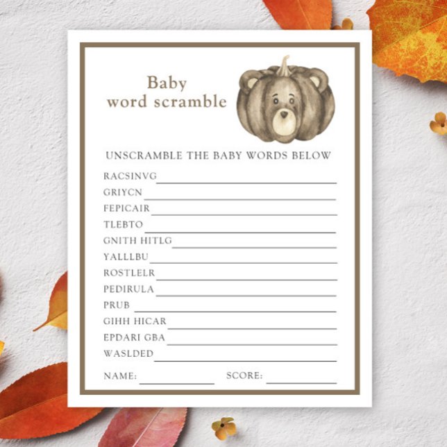 Fall pumpkin bear - Baby Word Scramble Game (Creator Uploaded)