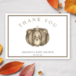 Fall pumpkin bear - thank you card
