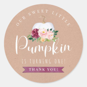 Fall Pumpkin Birthday Favour Sticker Custom Age