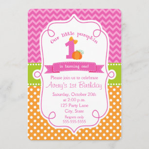 Fall Pumpkin Birthday Invitation, Girl Pumpkin Invitation