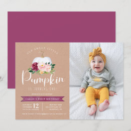 Fall Pumpkin Birthday Photo Invitation Custom Age
