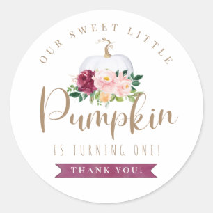 Fall Pumpkin Birthday Thank You Sticker
