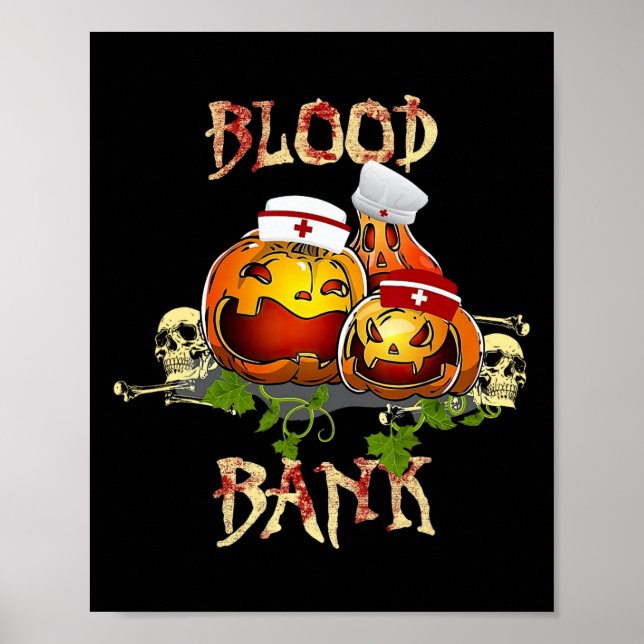 Fall Pumpkin Blood Nk Halloween Lab Scientist Medi Poster (Front)