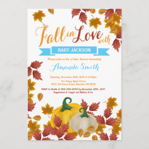 Fall Pumpkin Blue Boy Baby Shower invitation