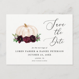 Fall Pumpkin Boho Save the Date Postcard