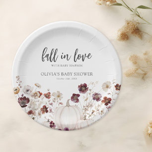 Fall Pumpkin Boho Wildflower Baby Shower Paper Plate