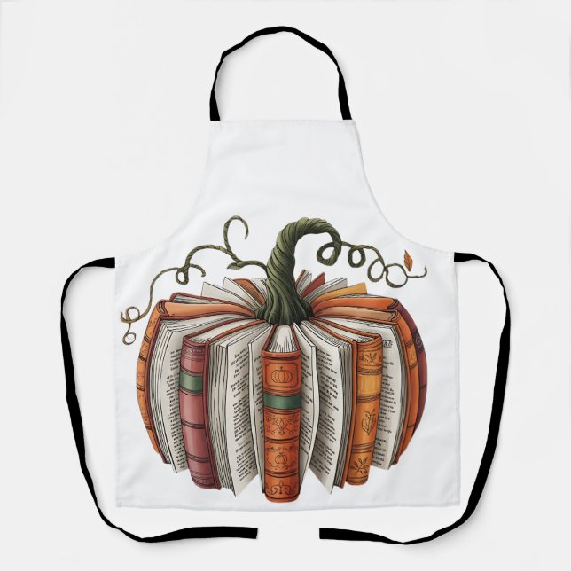 Fall Pumpkin Book Lover Booktok Halloween Apron (Front)
