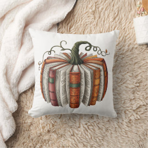 Fall Pumpkin Book Lover Booktok Halloween Throw Pillow
