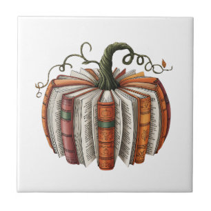 Fall Pumpkin Book Lover Booktok Halloween Tile