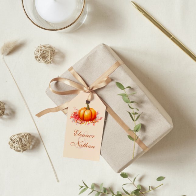 Fall Pumpkin Botanical Wedding  Gift Tags (Creator Uploaded)