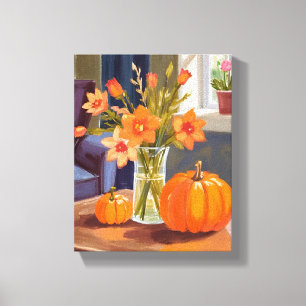 Fall Pumpkin Bouquet Orange Flowers Autumn Canvas Print