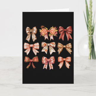 Fall Pumpkin Bow Coquette Autumn Leaves Thanksgivi Card