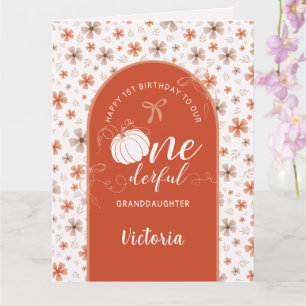 Fall Pumpkin Bow Orange Flowers Arch Birthday Card