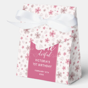 Fall Pumpkin Bow Pink Flowers Arch Birthday Favor Box