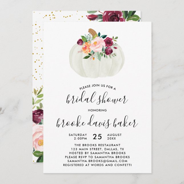 Fall Pumpkin Bridal Shower Invitation (Front/Back)
