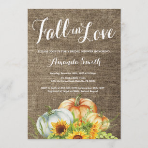 Fall Pumpkin Bridal Shower invitation Burlap