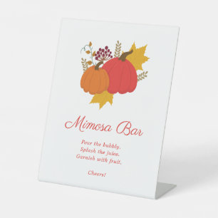 Fall Pumpkin Bridal Shower Mimosa Bar  Pedestal Sign