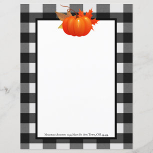 Fall Pumpkin Buffalo Plaid Personalized Paper