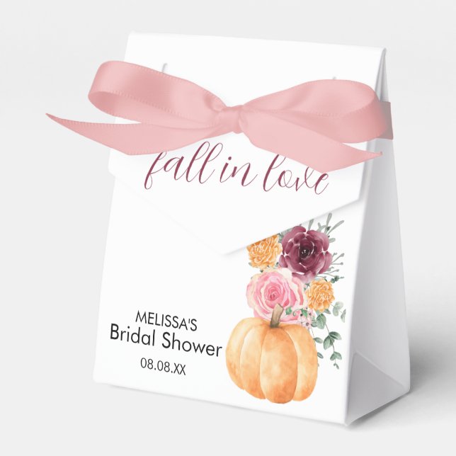 Fall Pumpkin Burgundy Blush Pink Thank You Favor Box (Front Side)