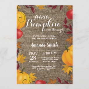 Fall Pumpkin Burlap Baby Shower invitation
