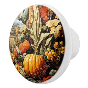 Fall Pumpkin Ceramic Knob