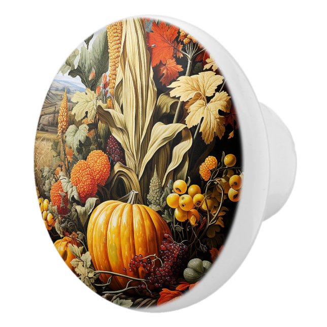 Fall Pumpkin Ceramic Knob (Right)