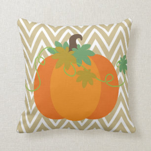 Fall Pumpkin Chevron Zigzag Pattern Throw Throw Pillow