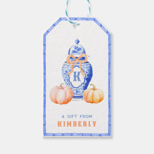 Fall Pumpkin   Chinoiserie Ginger Jar Monogram Gift Tags