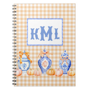 Fall Pumpkin Chinoiserie Ginger Jar Monogram Notebook