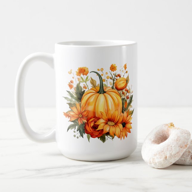 Fall Pumpkin  Coffee Mug (With Donut)