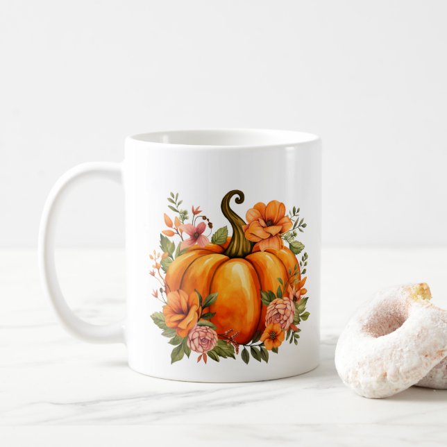 Fall Pumpkin  Coffee Mug (With Donut)