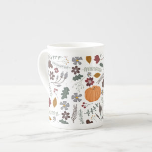 Fall pumpkin contemporary graphic pattern bone china mug