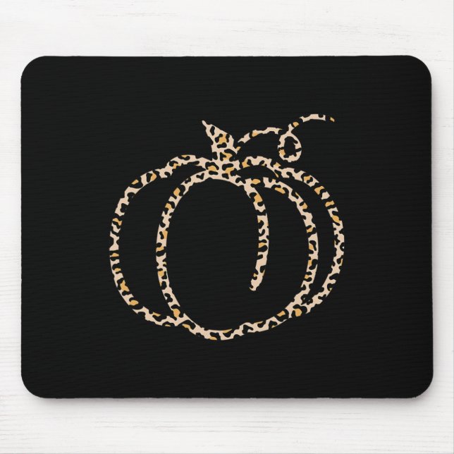 Fall Pumpkin Cute Thanksgiving Autumn Leopard Pump Mouse Pad (Front)