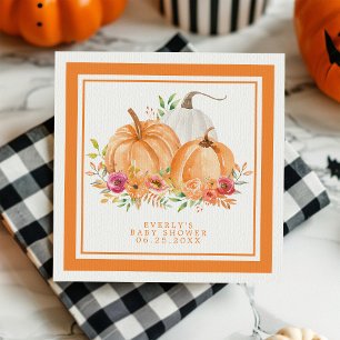 Fall Pumpkin Floral Baby Shower Napkin