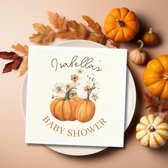 Fall Pumpkin Floral Baby Shower Paper Cocktail Napkin (Fall Pumpkin Baby Shower Paper Cocktail Napkin
)