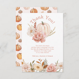 Fall Pumpkin Floral Baby Shower Thank You Card
