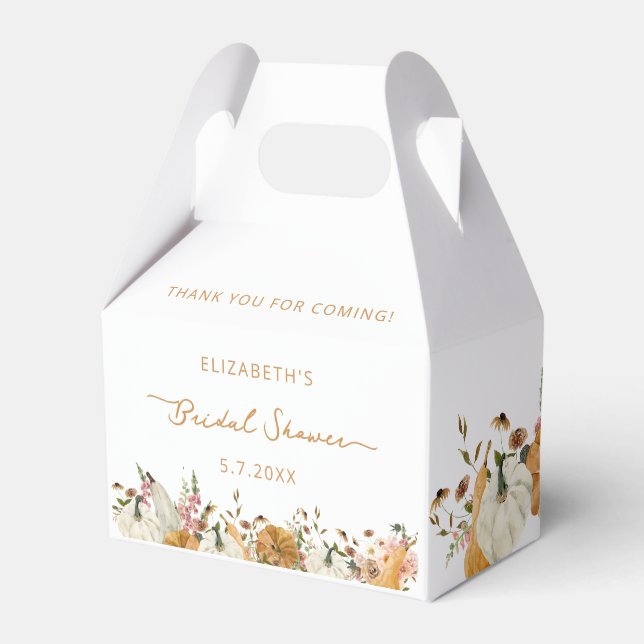 Fall Pumpkin Floral Bridal Shower Favor Box (Front Side)