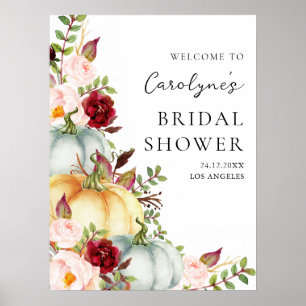 Fall Pumpkin Floral Bridal Shower Welcome Sign