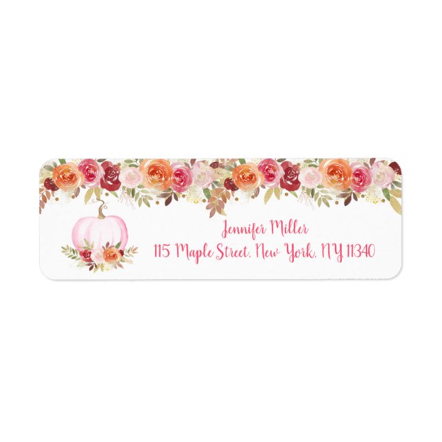 Fall Pumpkin Floral Pink & Gold Birthday (Front)