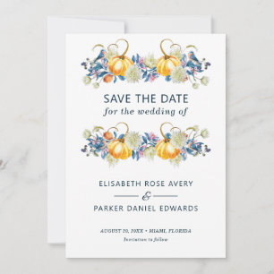 Fall Pumpkin Floral Wedding Save The Date