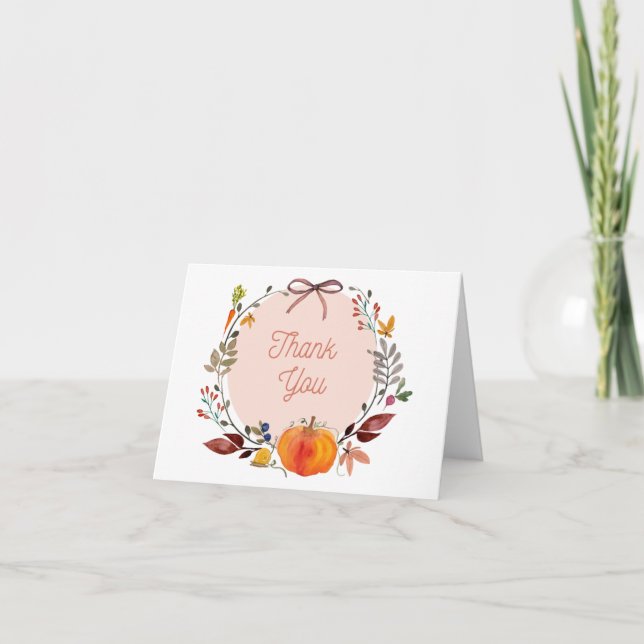 Fall Pumpkin Folded Thank You Card (Front)